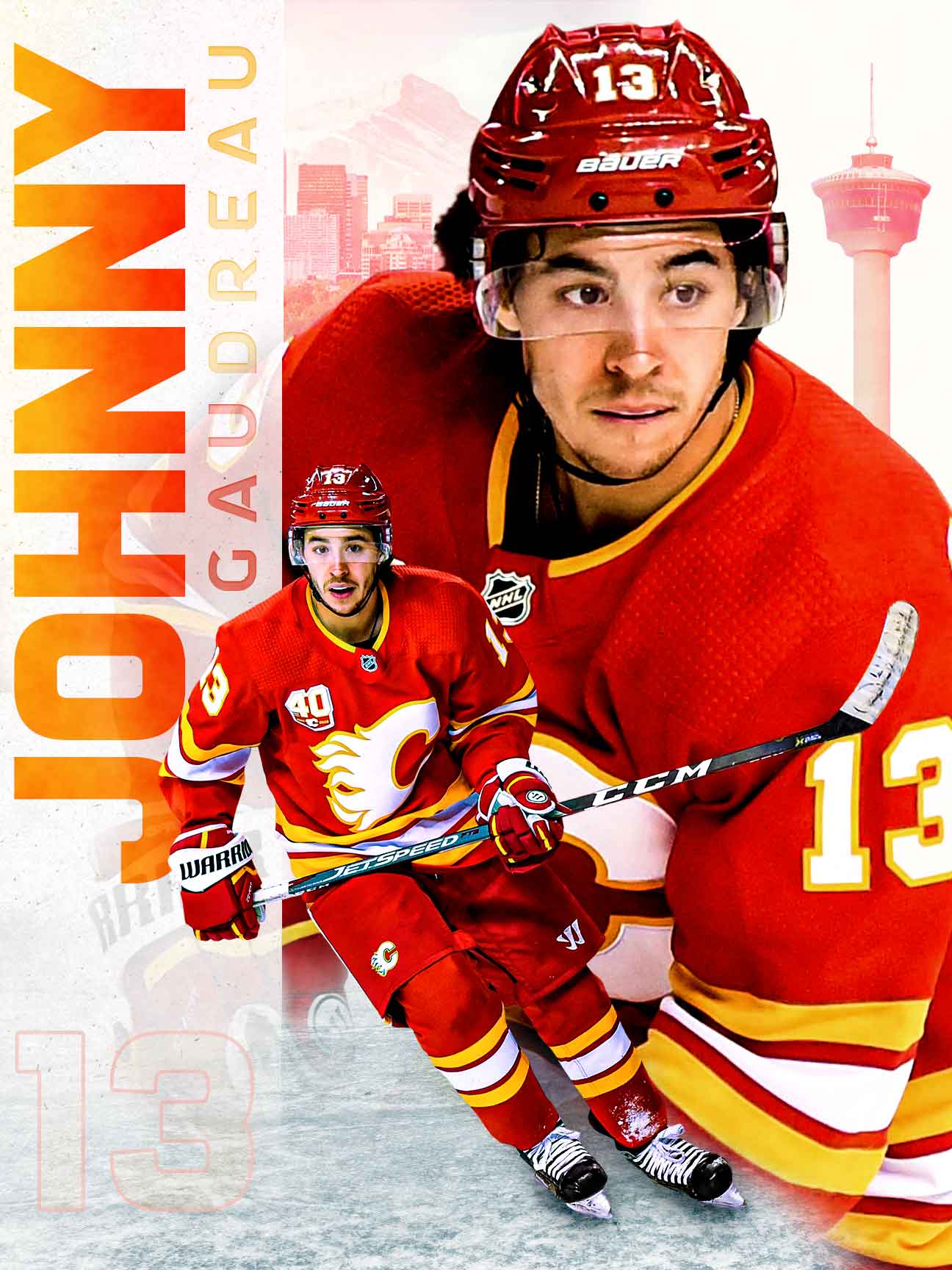 Johnny Gaudreau Flames Poster